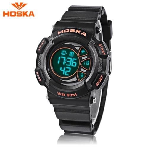 HOSKA H020S CHILDREN LED DIGITAL WATCH DATE DISPLAY WRISTWATCH BLACK AND ORANGE Shopee Malaysia