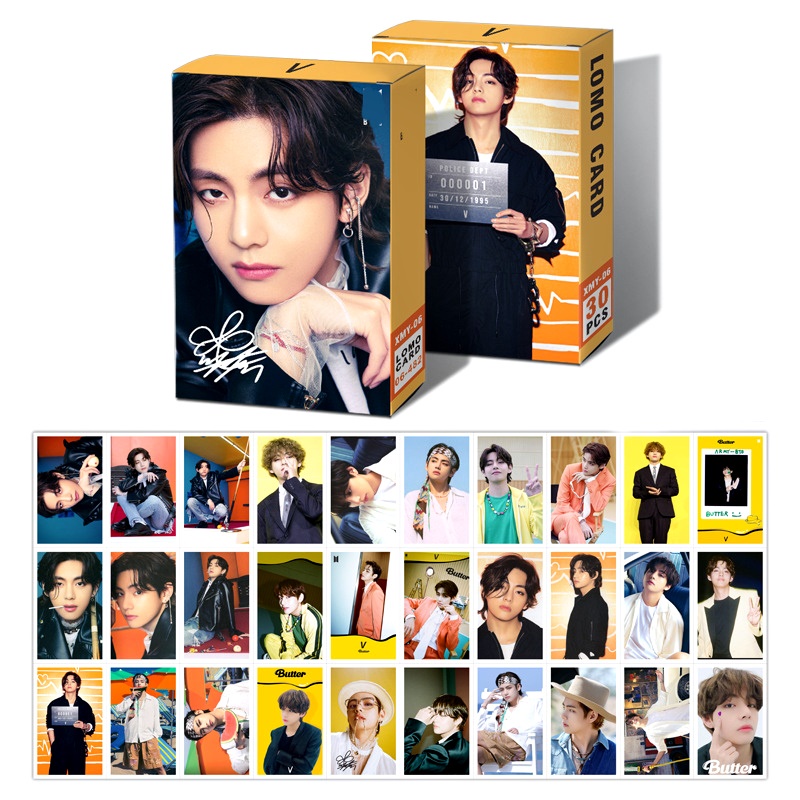 92 Pezzi BTS V Lomo Cards – Kim Tae-Hyung Photocard Set Con Scatola, 60 Carte E 32 Adesivi, Formato 6x9 Cm Per Fan