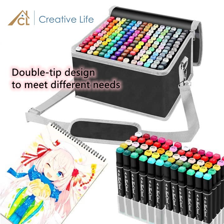 168/204/262pcs Touch Cool Art Markers Drawing Pen Brush Pen Manga Drawing  Art Supplies marker pen set