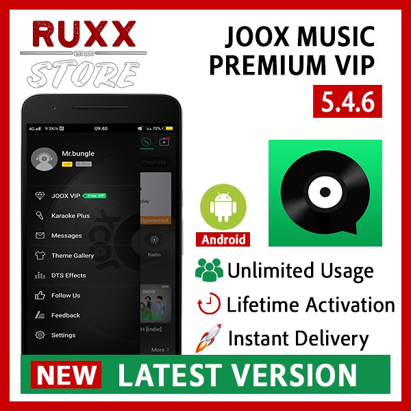 [Android] JOOX VIP Premium Full Version App Lifetime Shopee Malaysia