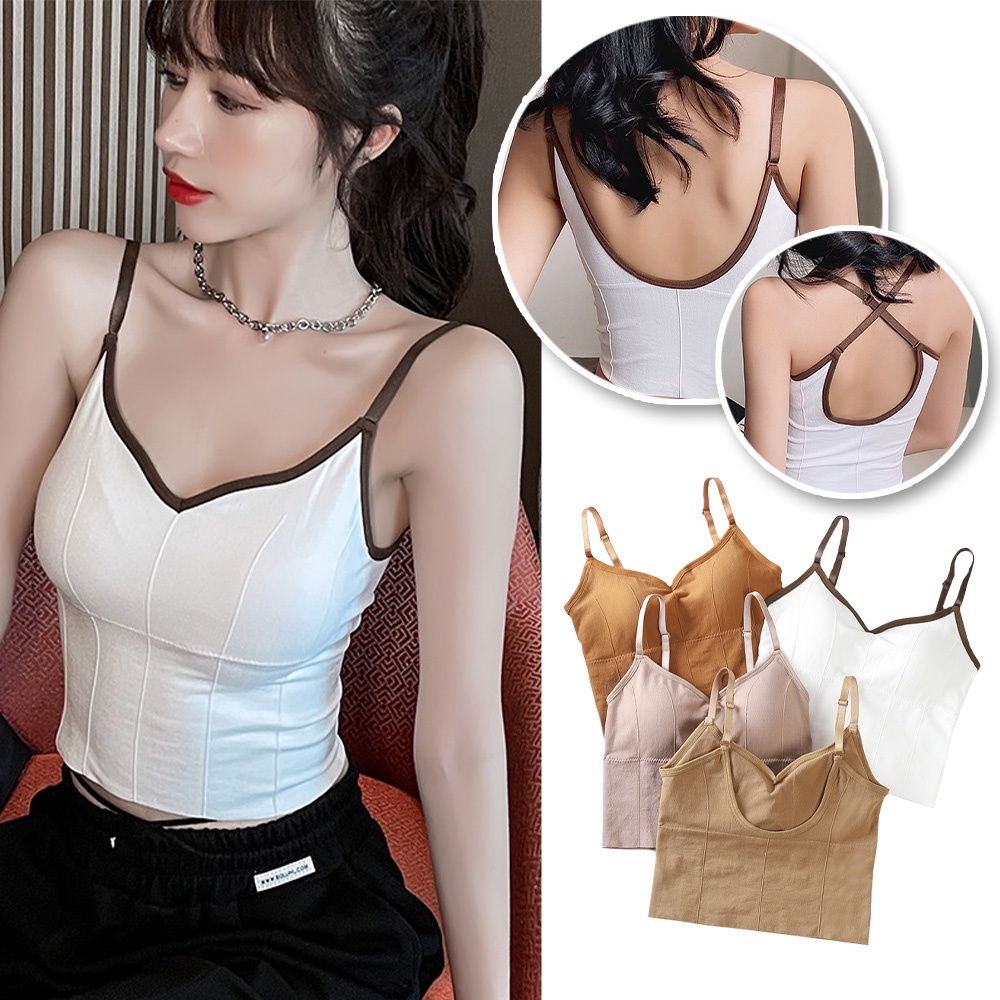 Cotton blend bra with removable straps
