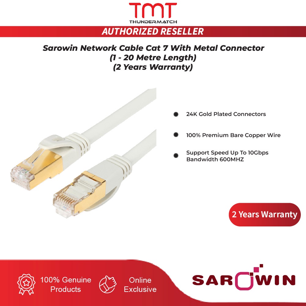 Sarowin Network Cable Cat 7 With Metal Connector (1 20 Meter Length