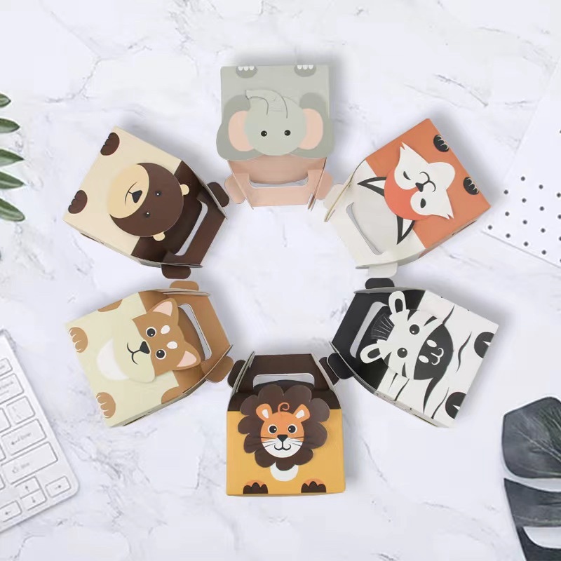 Cartoon Animal Candy Paper Box | Animal Box with Handle | Kids Birthday ...