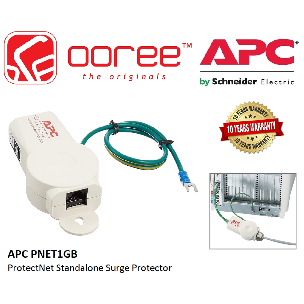 APC PNET1GB PROTECTNET STANDALONE SURGE PROTECTOR FOR 10/100/1000 BASE ...
