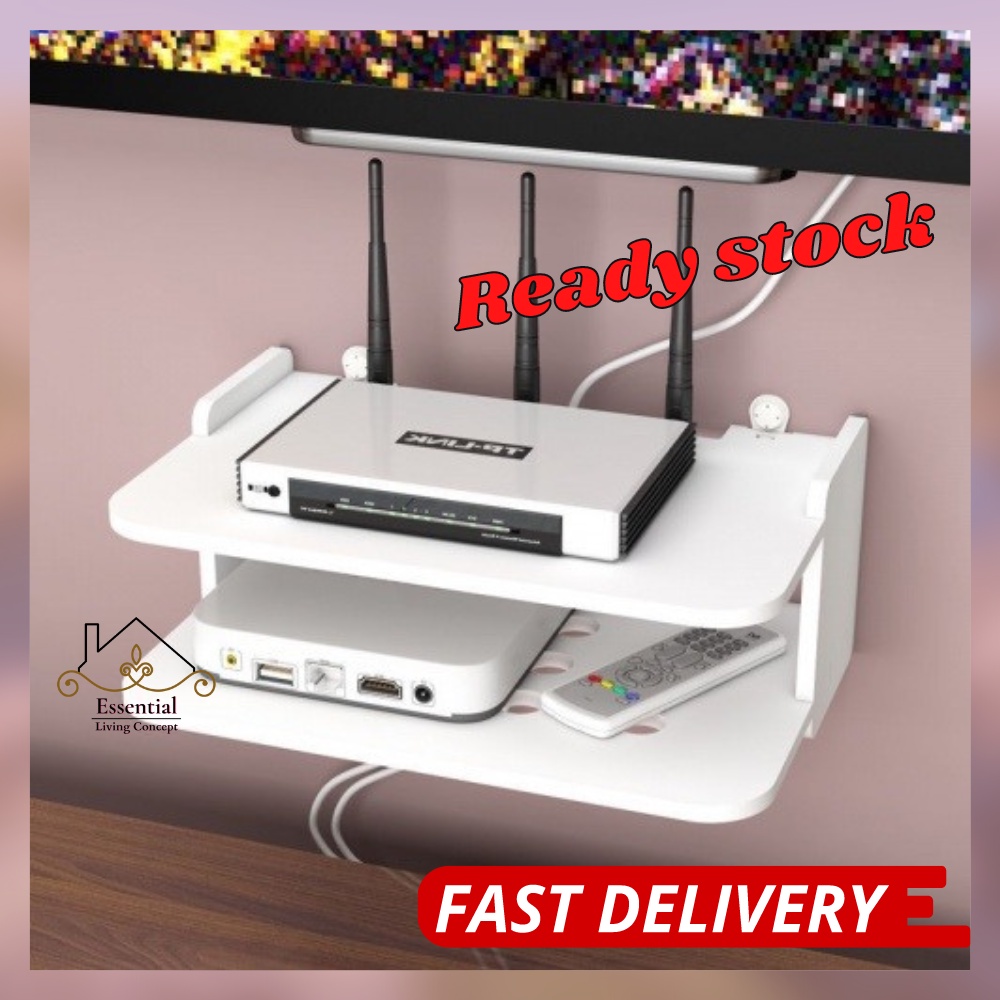 ESSENTIAL Router Rack TV Box Rack Floating Storage Shelf Wall Modem