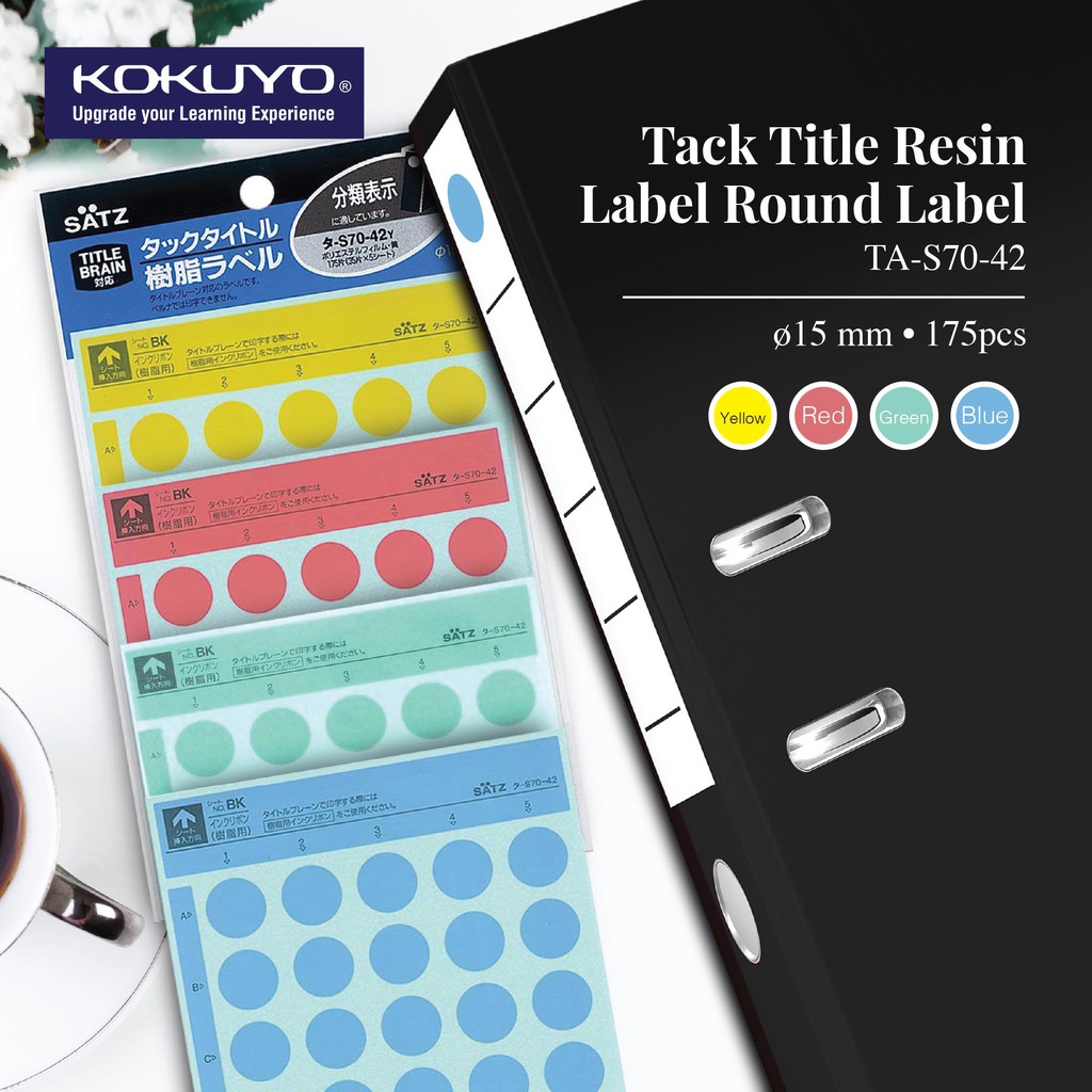 Kokuyo TA-S70-42 Tack Title Resin Label Round Label -Diameter 15 mm ...