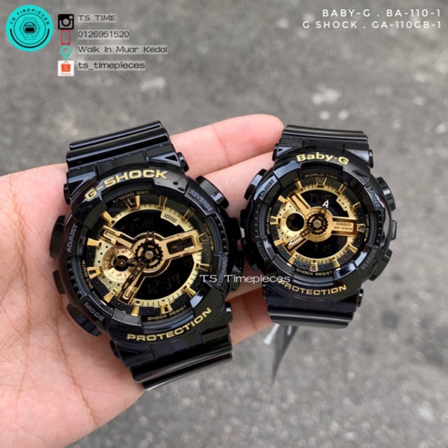 Casio G SHOCK and BABY G Black Gold Color Couple Set Watch GA 110GB 1A BA 110 1A BA 110 1 GA 110GB 1 GA 110GB