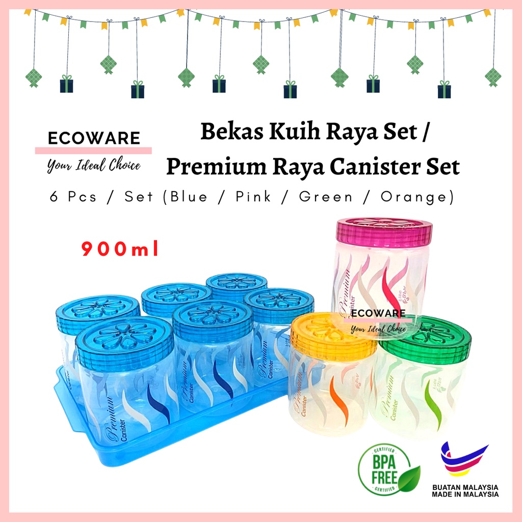 ECOWARE 6pcs Bekas Kuih Raya Set / Cookies Container Set / Bekas Kuih ...
