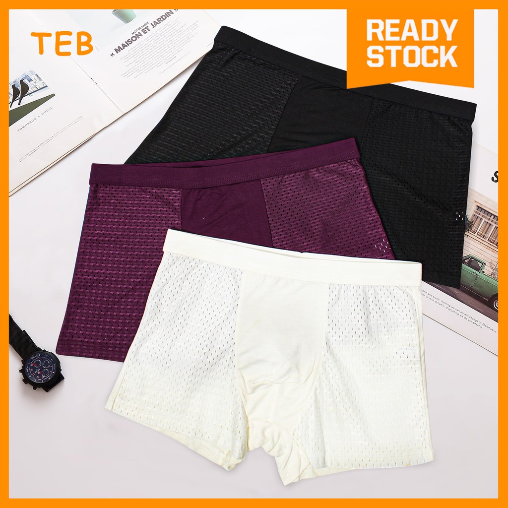 (1PCS | XL–4XL) Premium Mesh Nylon Boxer Men Underwear Ultra Cooling ...
