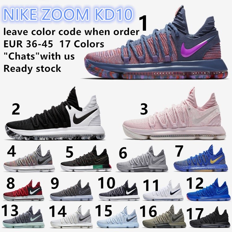 original NIKE ZOOM KD10 basketball shoes men sneakers 17 colors ready ...
