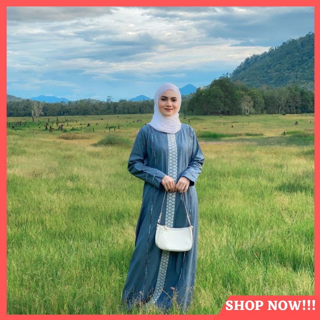 SEROJA DENIM JEANS DRESS LABUH DRESSES WOMEN BLOUSES PLAIN JUBAH WANITA