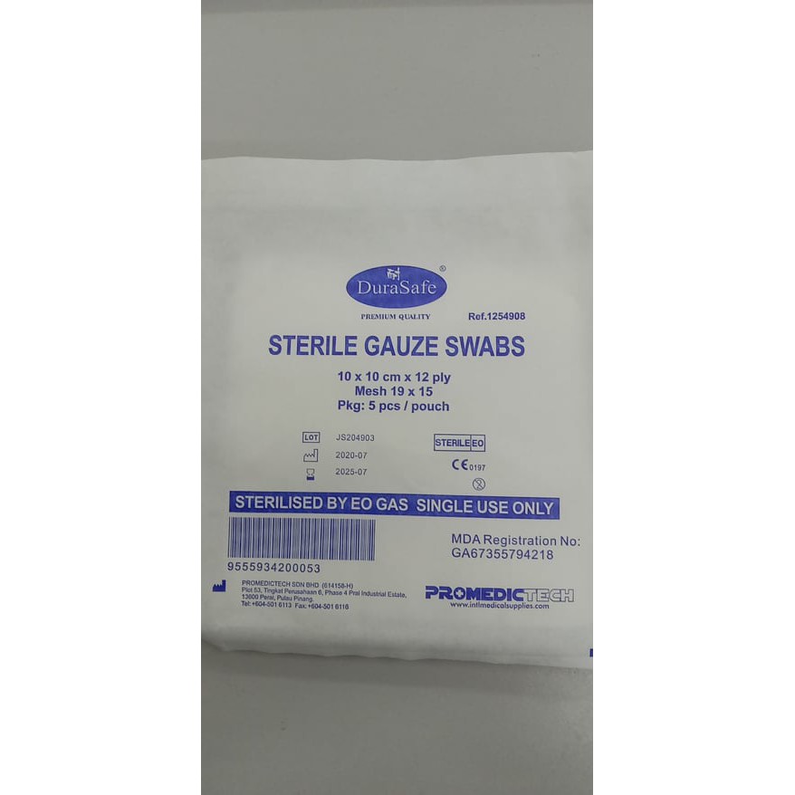 BOX) STERILE GAUZE SWAB 10CM X 10CM X 12PLY (100% COTTON) 20 POUCHES - View #9