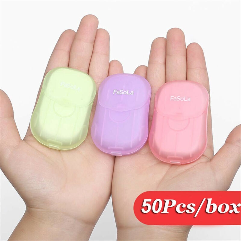 50PCS Disposable Boxed Soap Paper Portable Travel Hand Washing Scented  Sheets