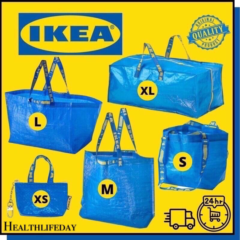thumbnail interactive-video image 1 of 5x Blue IKEA FRAKTA Large Bags – 71L, Heavy Duty Shopping, Laundry, Storage 1 of 6