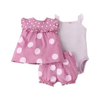 3pcs/set Baby Girl Clothes Set bodysuit +T-shirt+Shorts Infant Clothing  Girls Summer Outfit Fashion 0-2 year | Shopee Malaysia