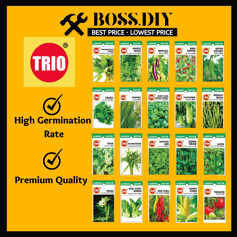 Trio Biji Benih Sayur Vegetable Seed Seeds Sayur Buah Shopee