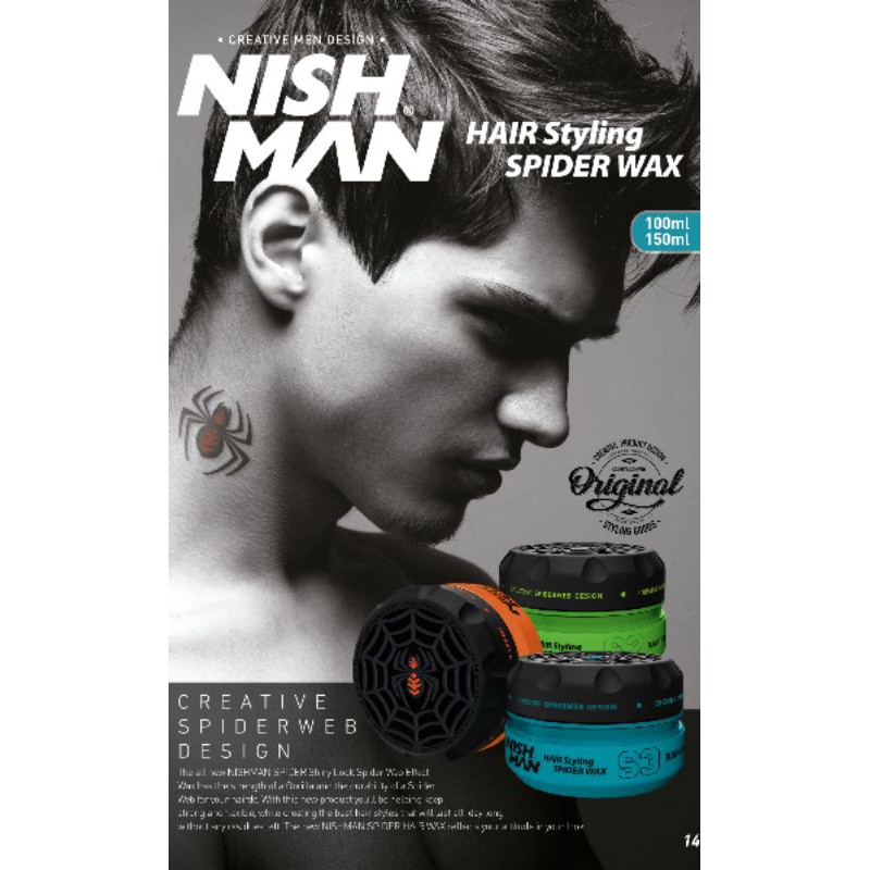 Nishman Hair Styling Spider Wax S1 Black WIDOW 150ml