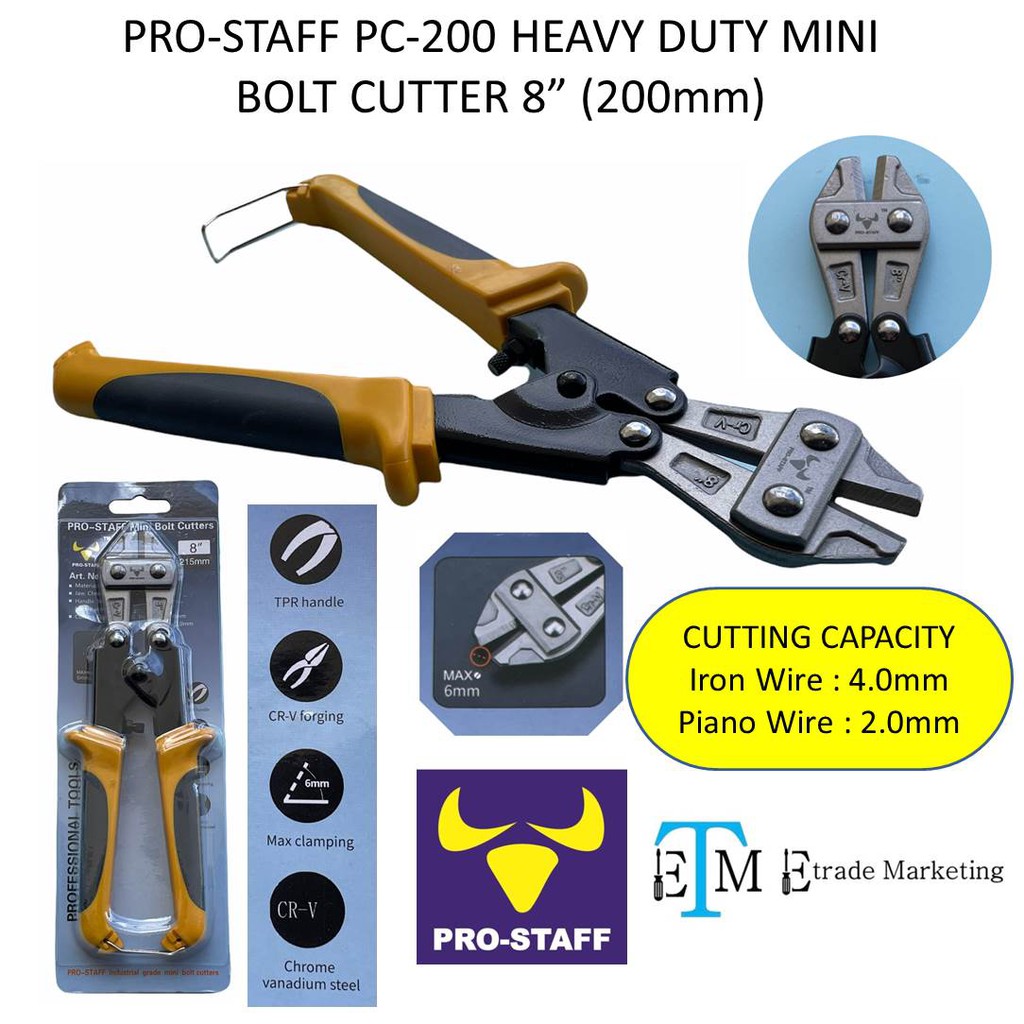 PRO-STAFF PC-200 HEAVY DUTY MINI BOLT CUTTER 8” (200mm) | Shopee Malaysia