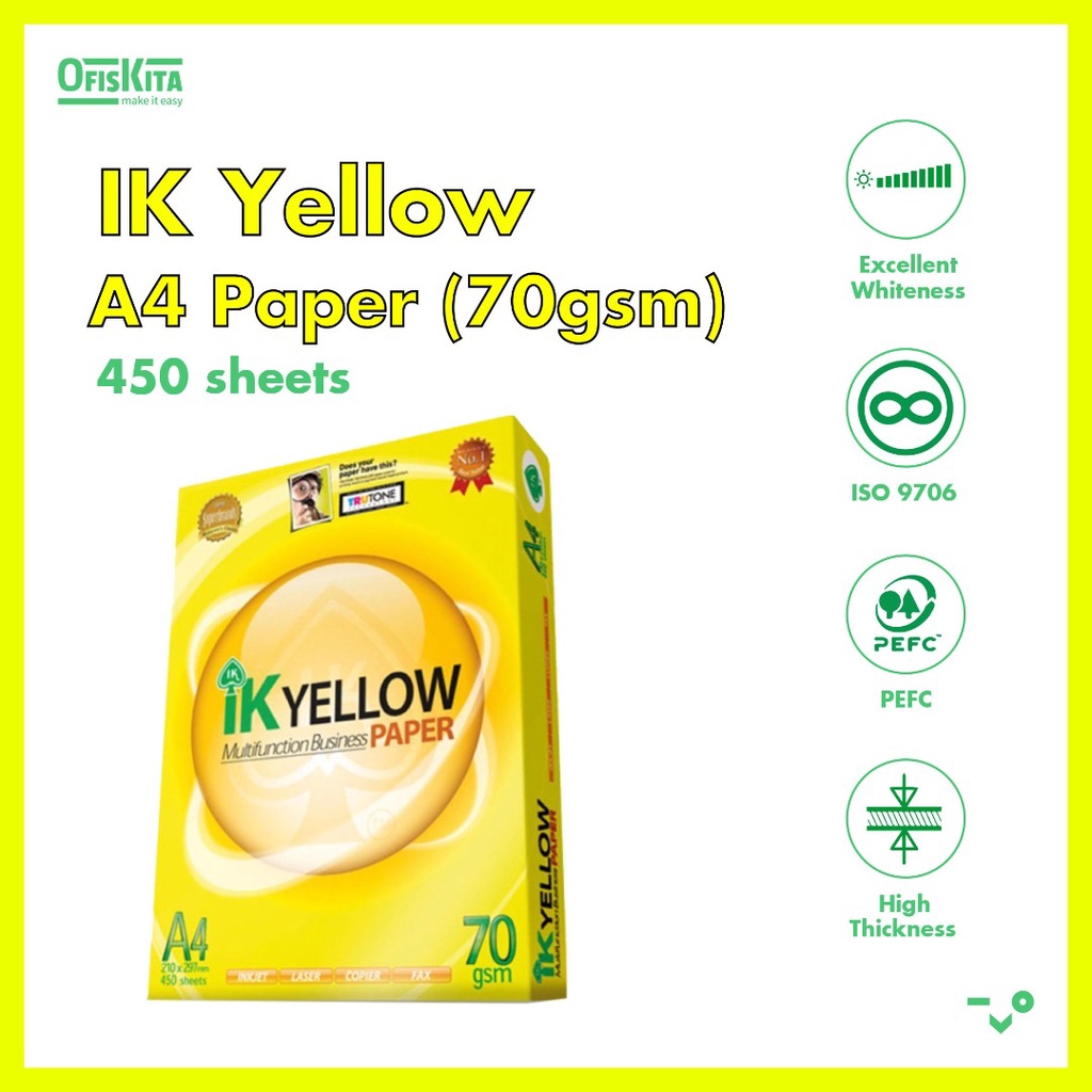 IK Yellow 70gsm (450sheets) & 80gsm (500sheets) - 1 Ream (BUY MINIMUM ...