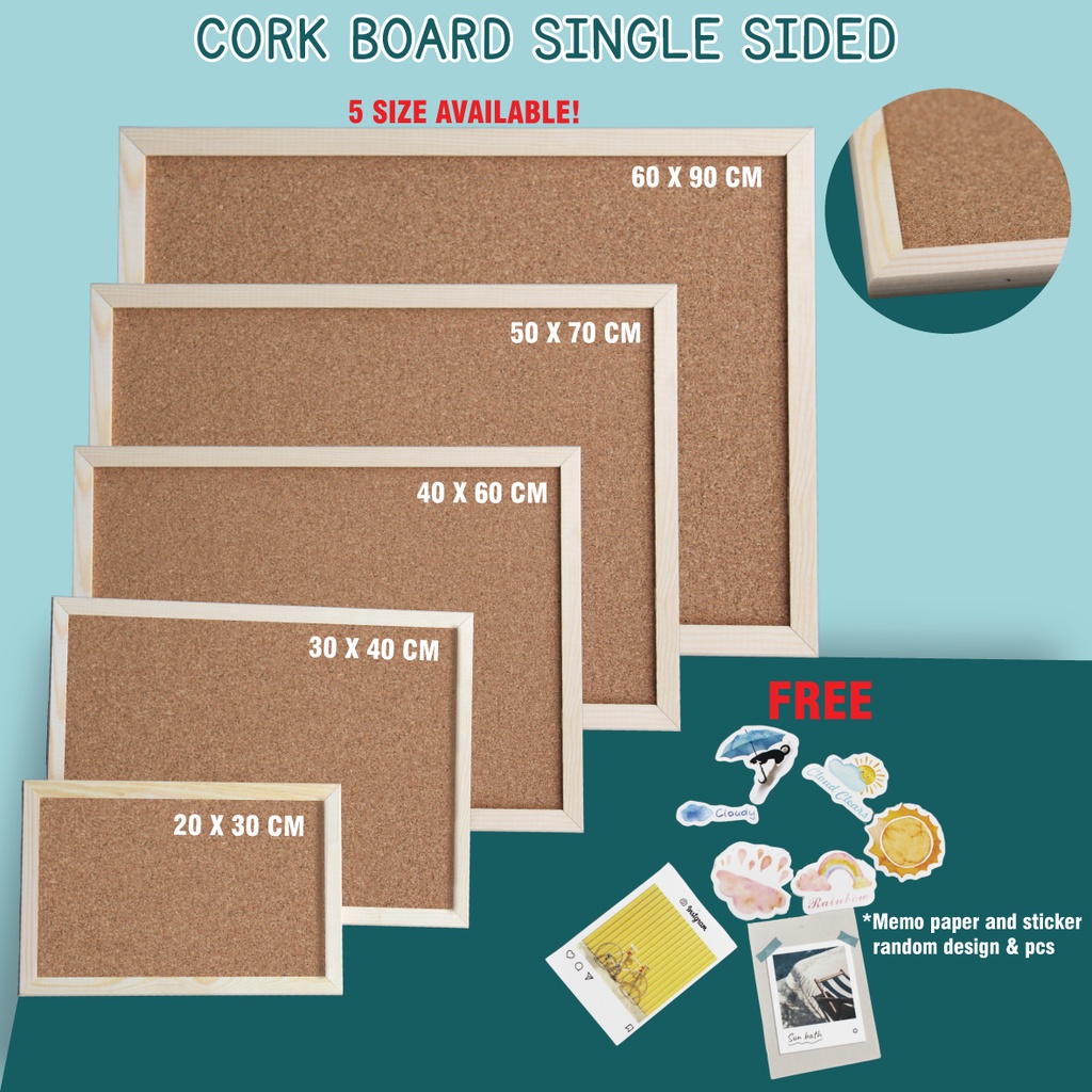 JME Ready Stock CorkBoard Wood Wall Hanging Message Bulletin Board ...