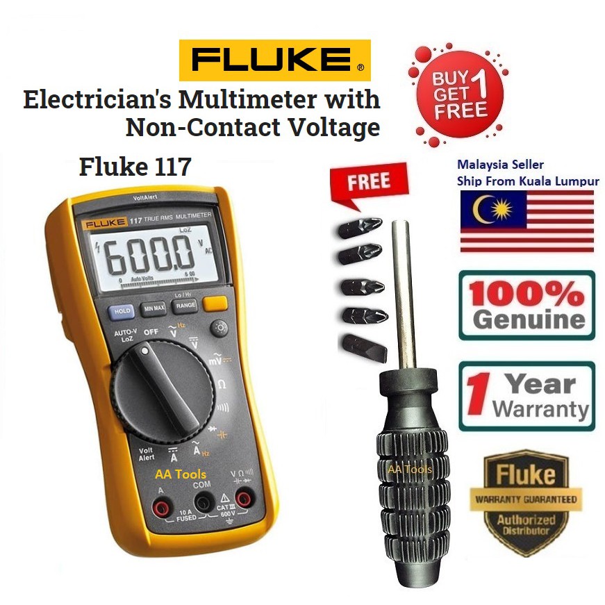 Fluke 117 Electrician's Multimeter with Non-Contact Voltage (NEW & ORI ...