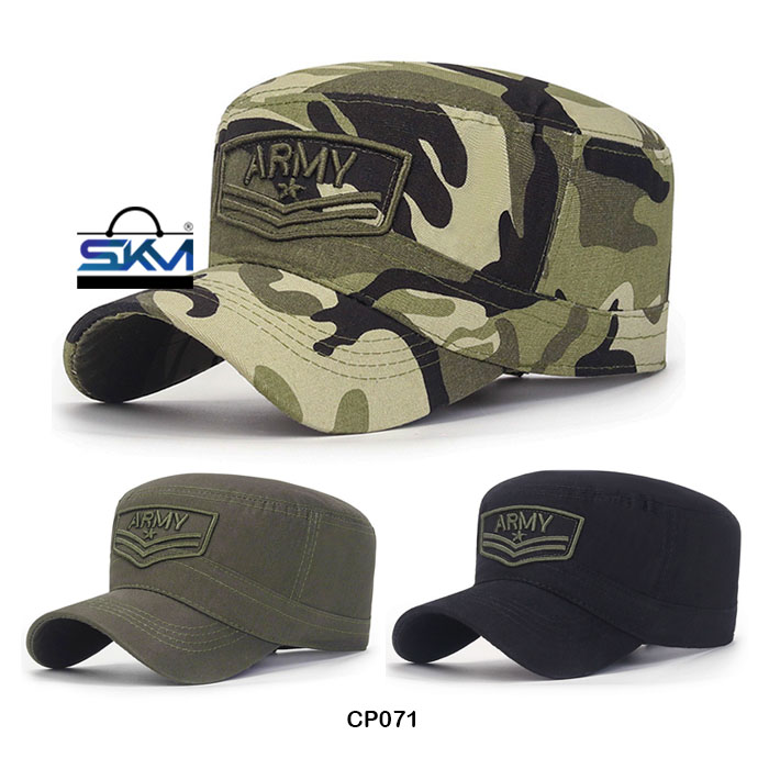 SKM Men's Army Camouflage Military Outdoor Embroidery Flat Cap Topi ...