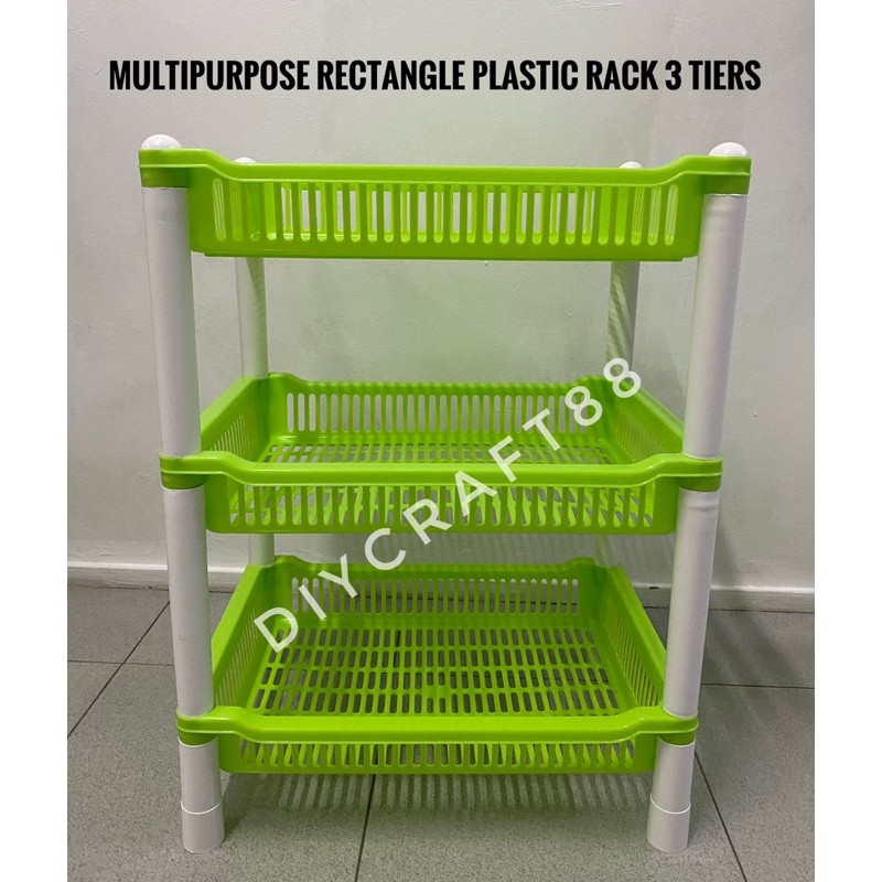 [READY STOCK]RAK PLASTIC SERBAGUNA 3 TINGKAT / MULTIPURPOSE RECTANGULAR ...