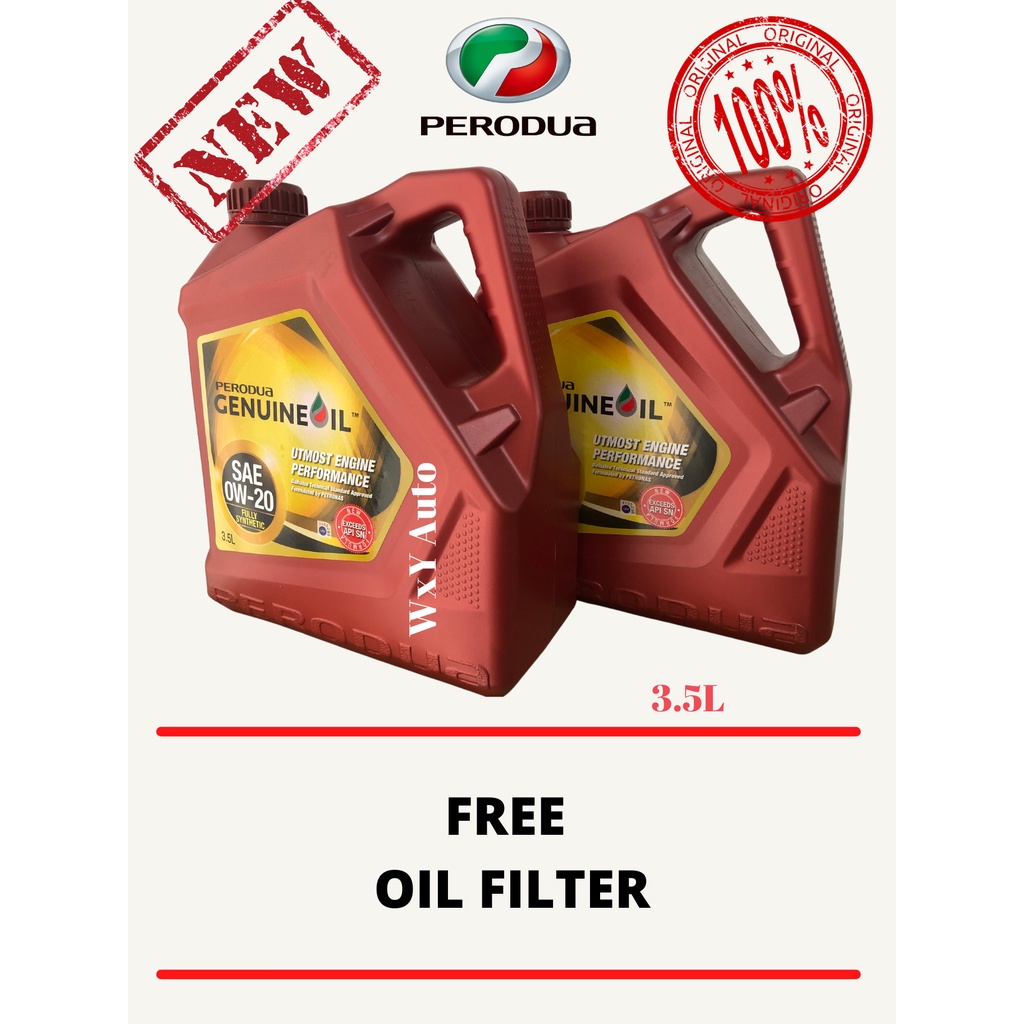 2021 NEW PACKAGING(R) PERODUA FULLY SYNTHETIC SN-0W20 ENGINE OIL 3.5L ...