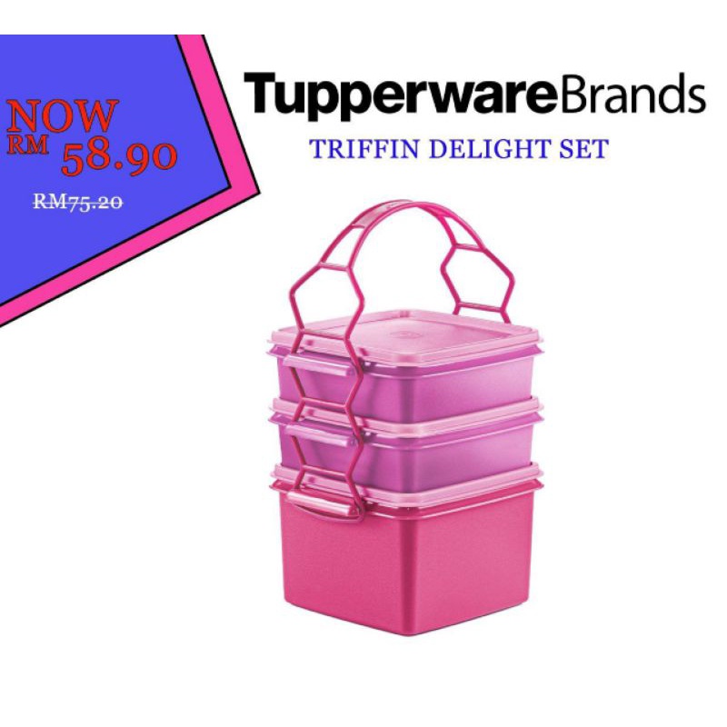 Ready Stock Tupperware Triffin Delight Set Tier Double Deep Tier Shopee Malaysia