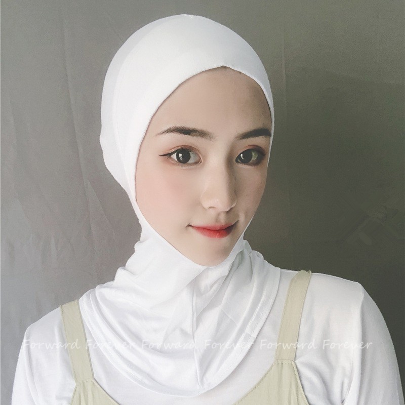 Solid Color Cotton Muslim Turban Cap For Women Full Cover Inner Hijab