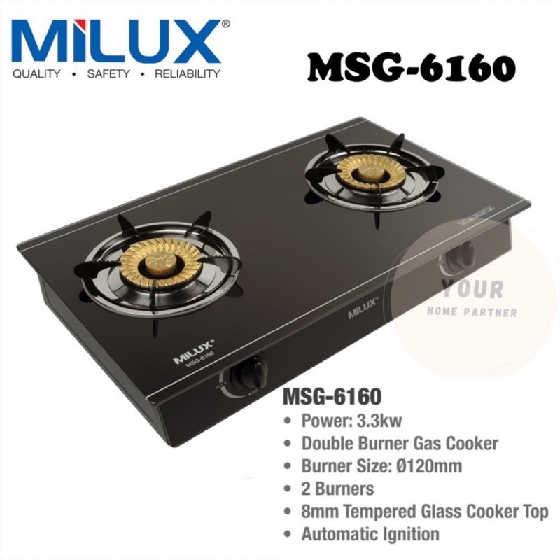 Milux Glass Table Top Gas Stove Dapur Gas Kaca MSG6160 Shopee Malaysia