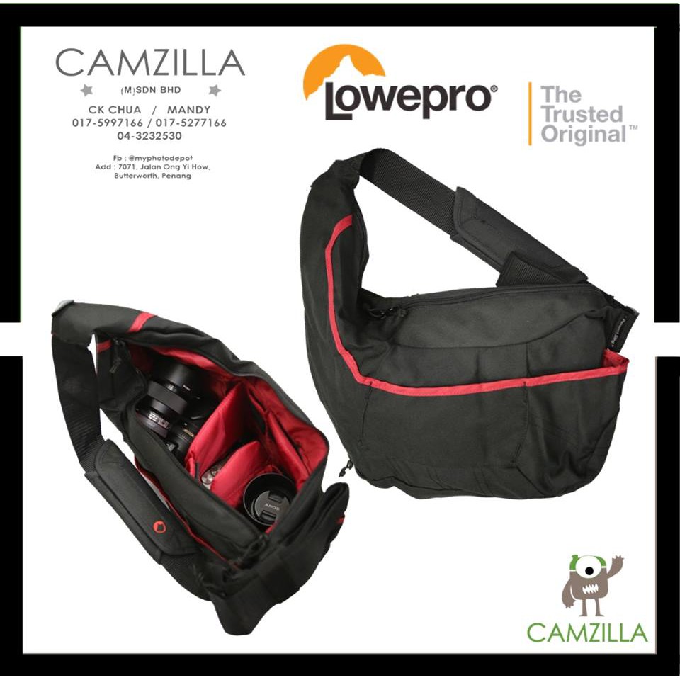 Lowepro Passport Sling II DSLR Camera Shoulder Bag Case Mica Green Black Red