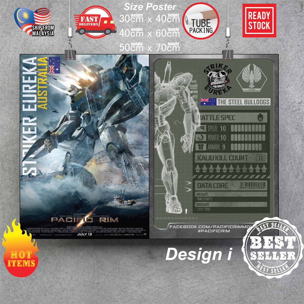 (Ready Stock) Pacific Rim Poster Sticker |Jaeger GipsyDanger Wall deco ...