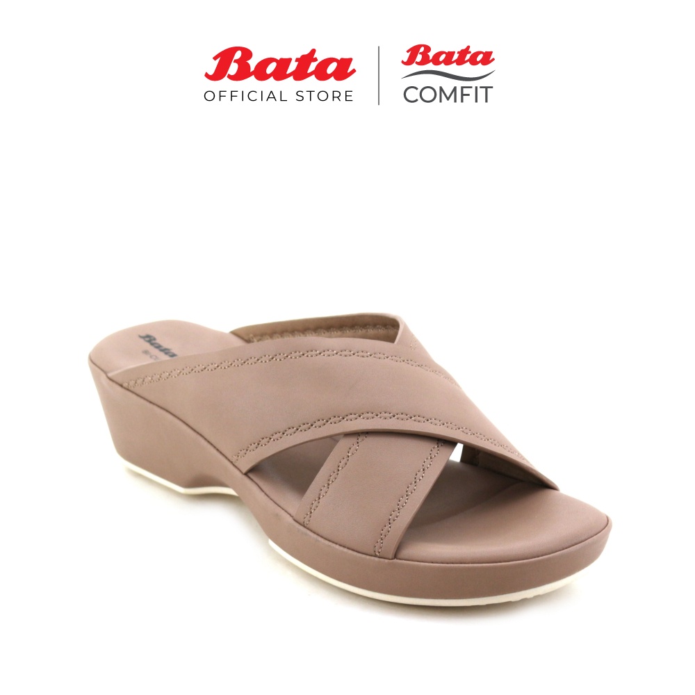 BATA Ladies Beige Wedge Sandals 6618502 (BATA COMFIT) Women Shoes