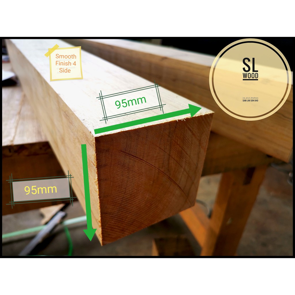 95(T)mm × 95(W)mm = 10, 11'(L)Feet Balau Solid Wood Timber Smooth ...