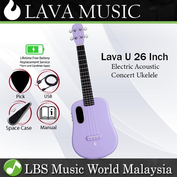 Lava U 26 Inch Electric Acoustic Tenor Ukulele with Freeboost Effect