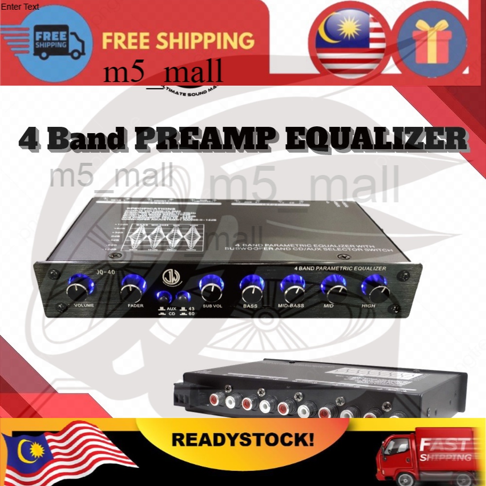 JW HIFI JQ40 Pre Amp Car 4 Band Pre Amplifier Car 4 Band / Pre Amp