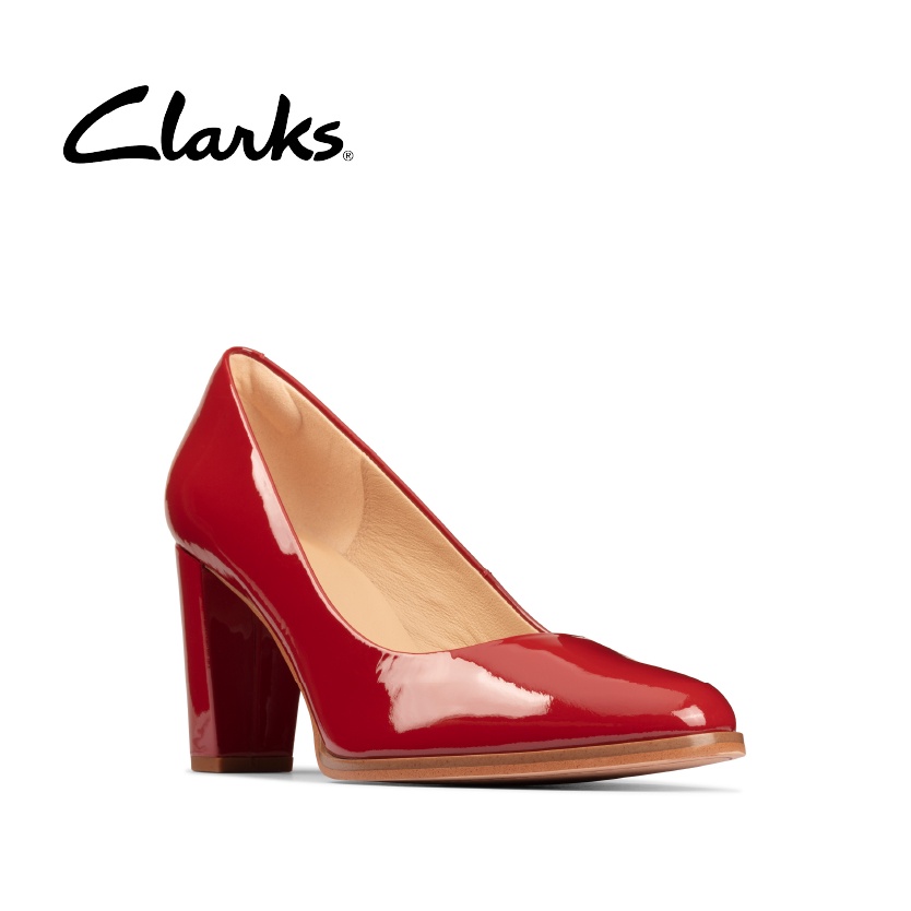 Clarks red deals patent shoes