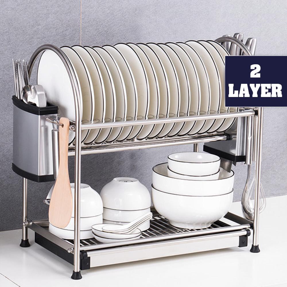 gb 2 LAYER TERISO Kitchen Dish Rack Shelf Shopee Malaysia