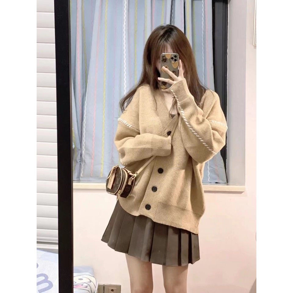 Lapel Cardigan Elastic Waist Mini Skirt Suits