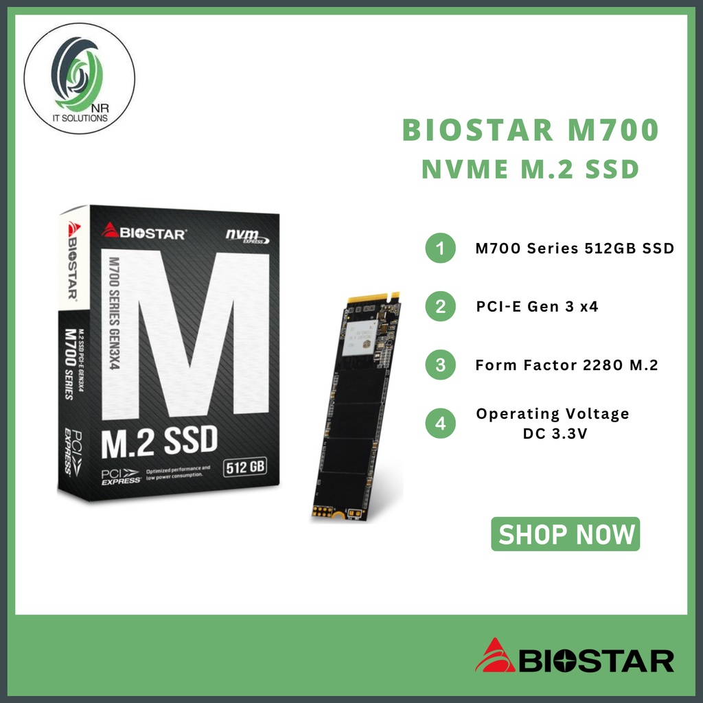 BIOSTAR M700 - 512GB NVME Solid State Drive (M.2 SSD) | Shopee ...