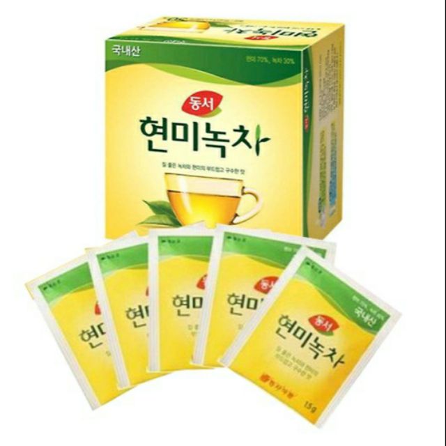 Korean Dongsuh Green Tea with Brown Rice (1.5g per teabag) Shopee