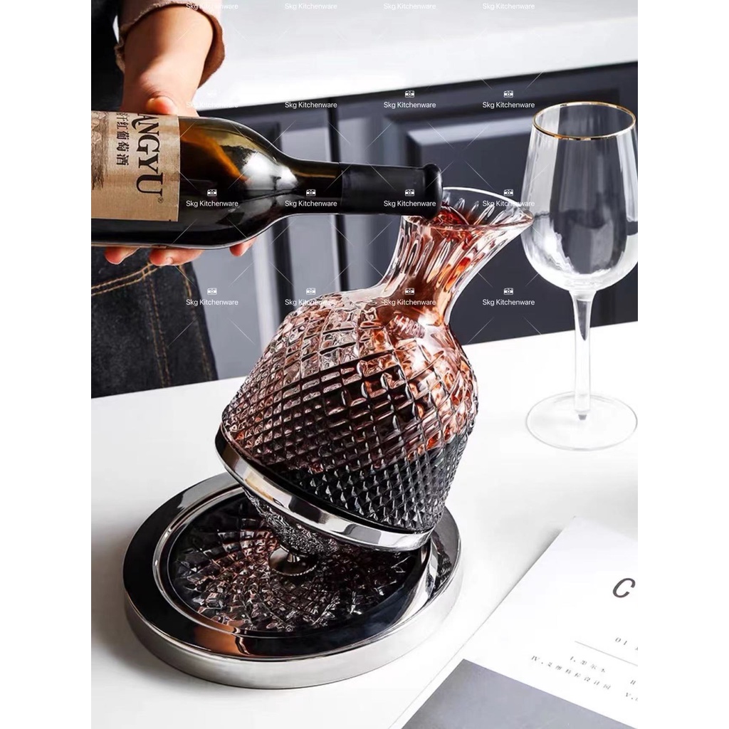 European Luxury Lead-Free Crystal Glass Rotating Gyro Red Wine Decanter ...