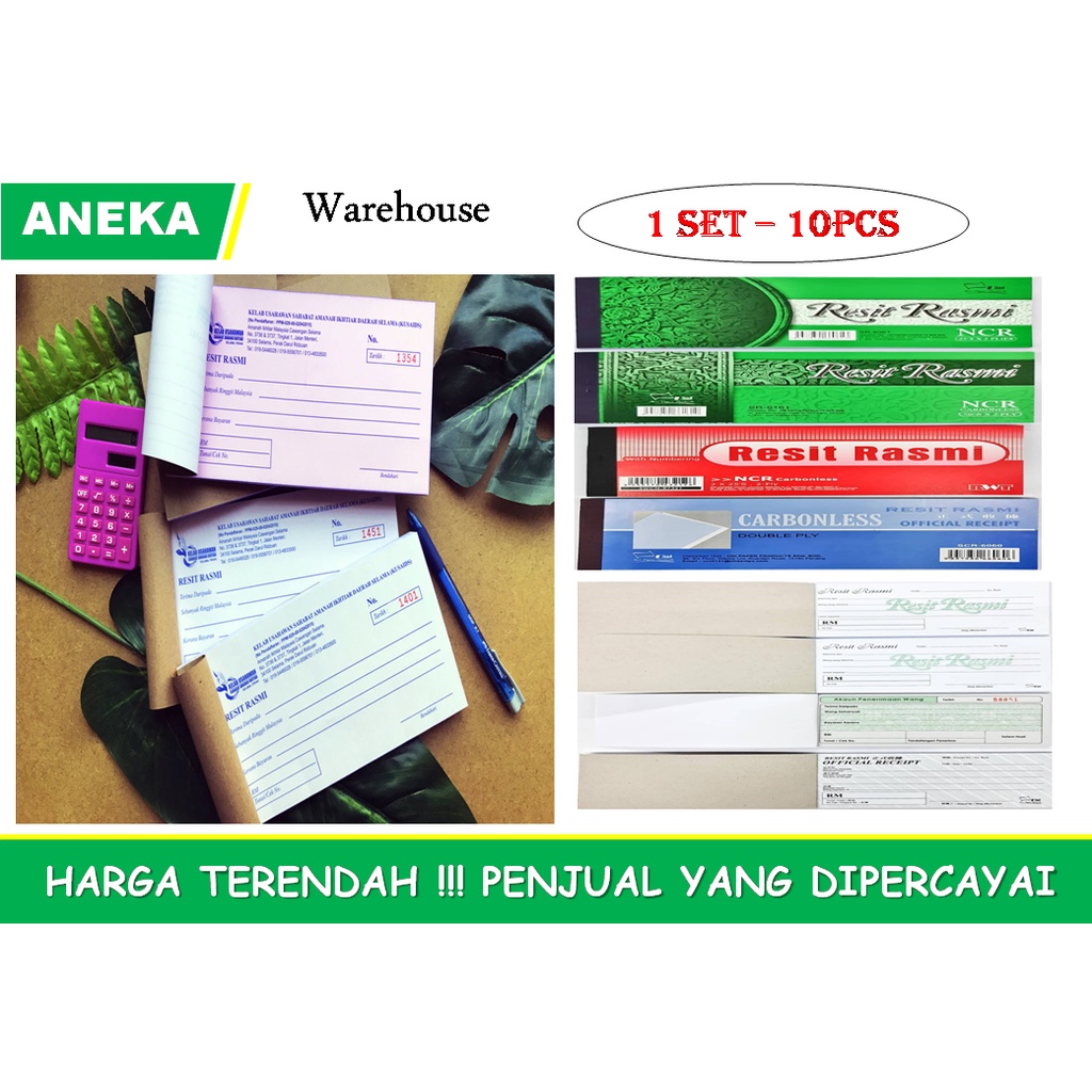 BILL BOOK/ Resit Rasmi / CARBONLESS 2PLY SET - 10PCS ** READY STOCK ...