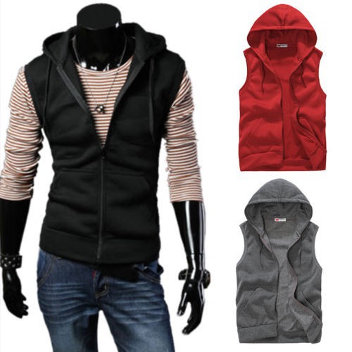 Men Sleeveless Hoodie Gilet Zip Sport Gym Comfortable Solid Breathable Shopee Malaysia