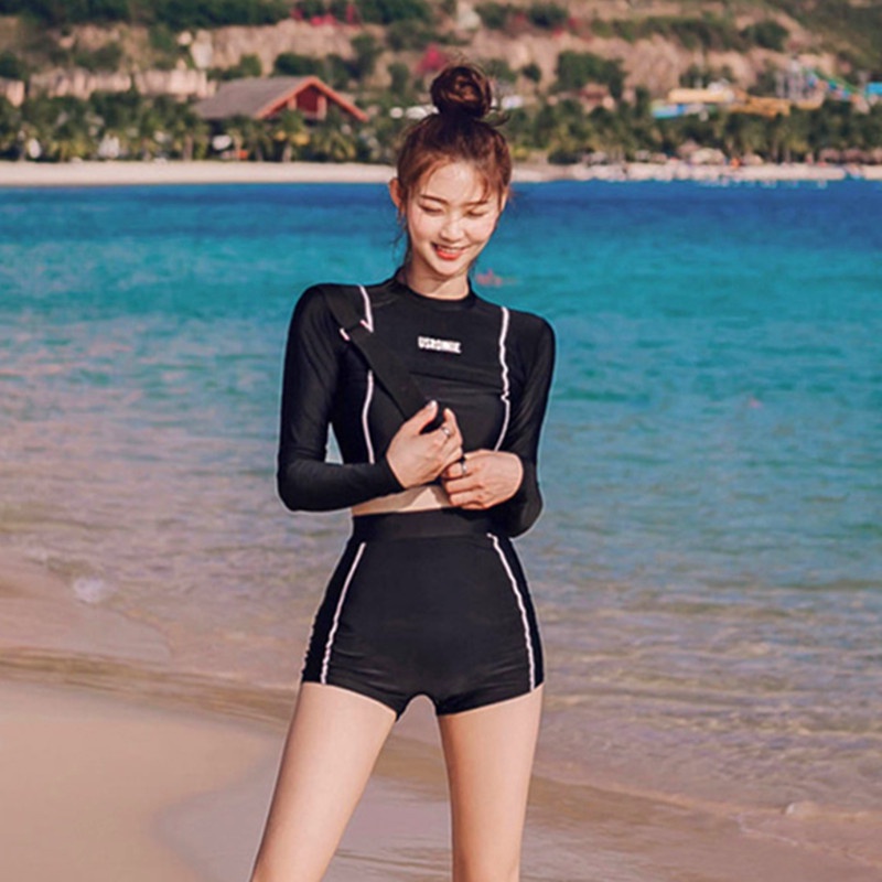 Long sleeve high hot sale waisted swimsuit