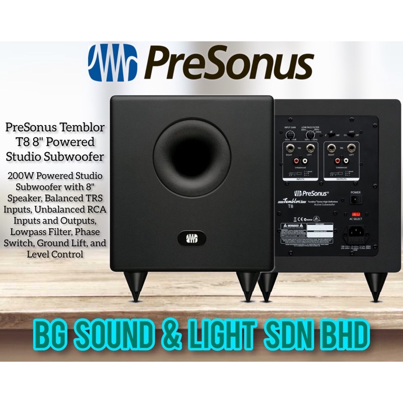 PRESONUS TEMBLOR T8 8INCH ACTIVE SUBWOOFER BUILT IN CROSSOVER | Shopee  Malaysia