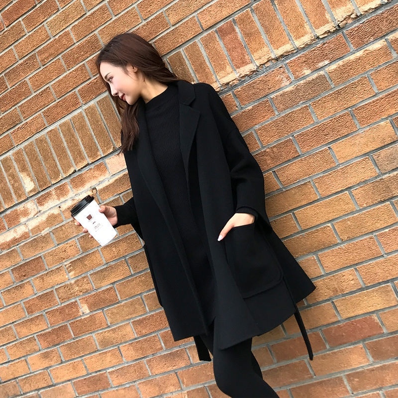 Ready Stock Coat Jackets Women's Autumn Loose Medium Length Wool Coat