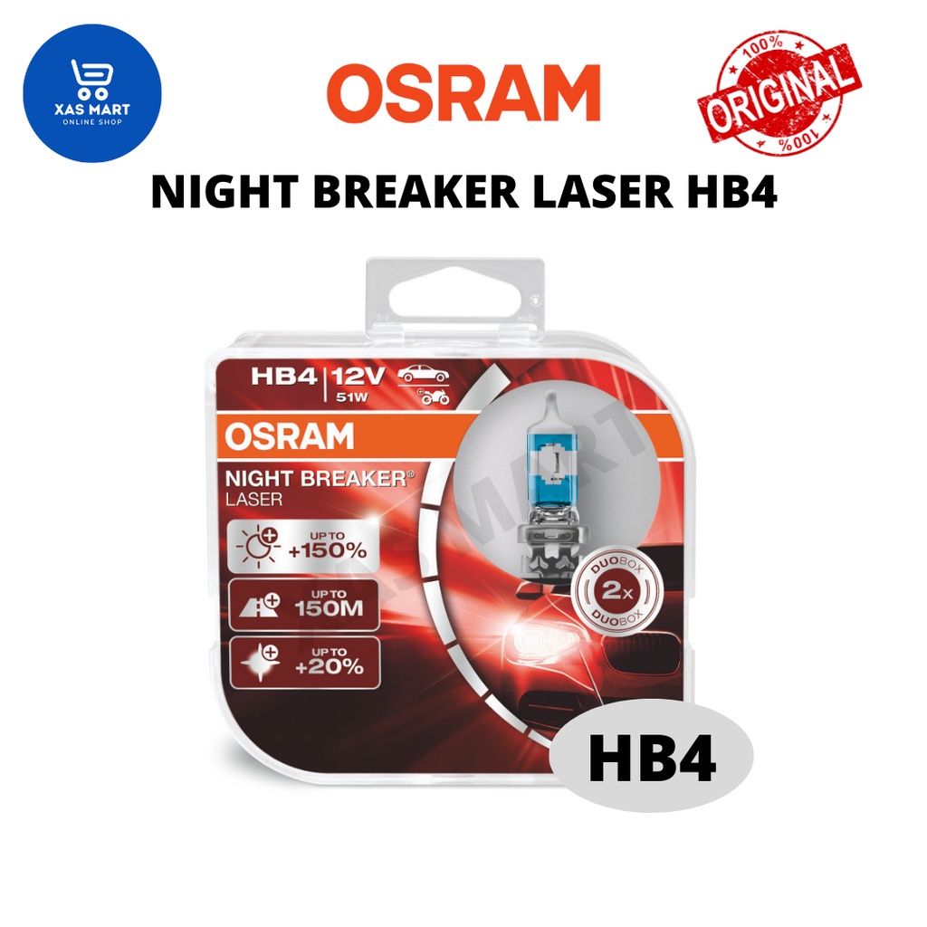 OSRAM NIGHT BREAKER LASER HB4 +150% Brighter Halogen Headlight Bulb Twin  Pack