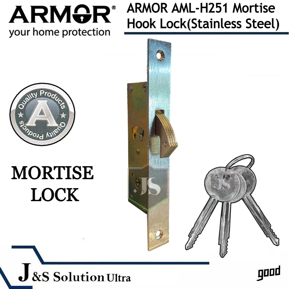ARMOR AML-H251 Mortise Hook Lock (Stainless Steel - SS) | Shopee Malaysia